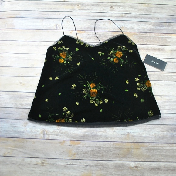 Zara Tops - Zara Basic Floral Velvet Cropped Cami